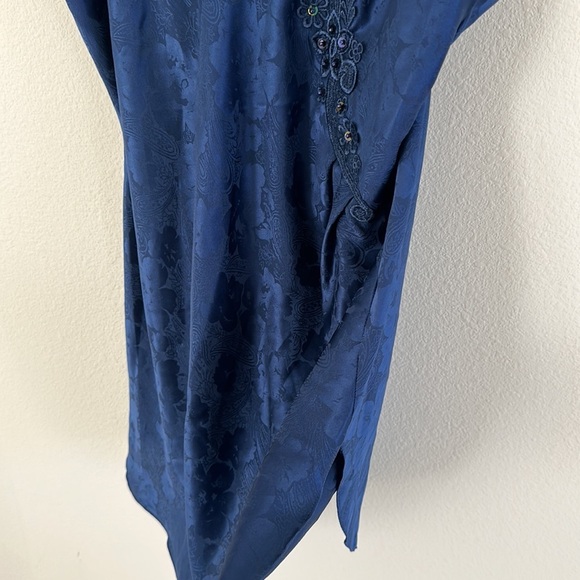 NWT Vintage Victoria’s Secret Navy Jacquard Print Slip Dress Top - Picture 5 of 9